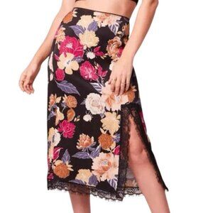 Whimsigoth S Satin Slinky Boho Slip Skirt Floral Lace Gypsy Flowy Romantic New